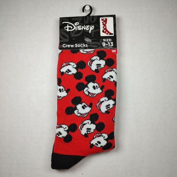 Disney Mickey Mouse Crew Socks Size 9-13 Unisex Multicolored Polyester Spandex - Picture 3 of 9